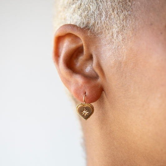 Victorian Diamond Heart Earrings