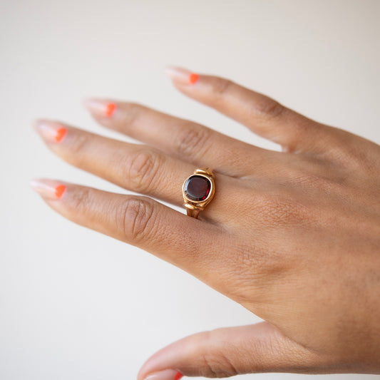 Victorian Garnet Signet Ring