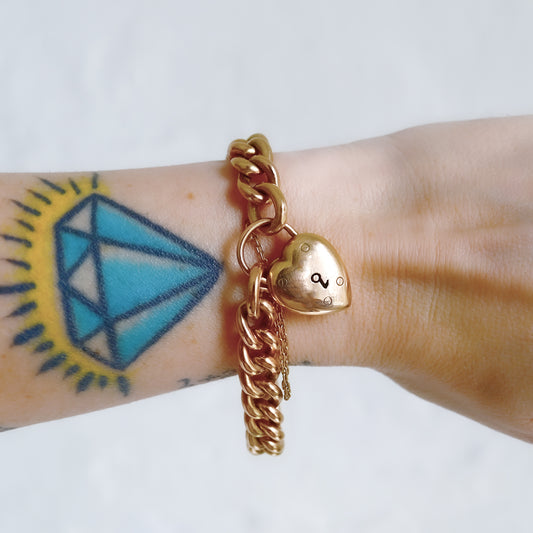 Domed Gold Heart Bracelet