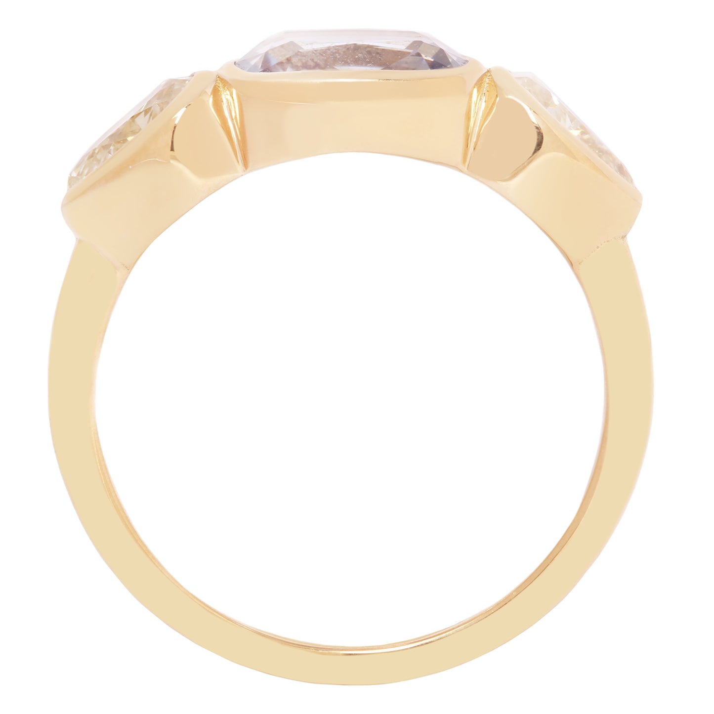 Lauren Wolf - Gold ring with a central gemstone on a white background
