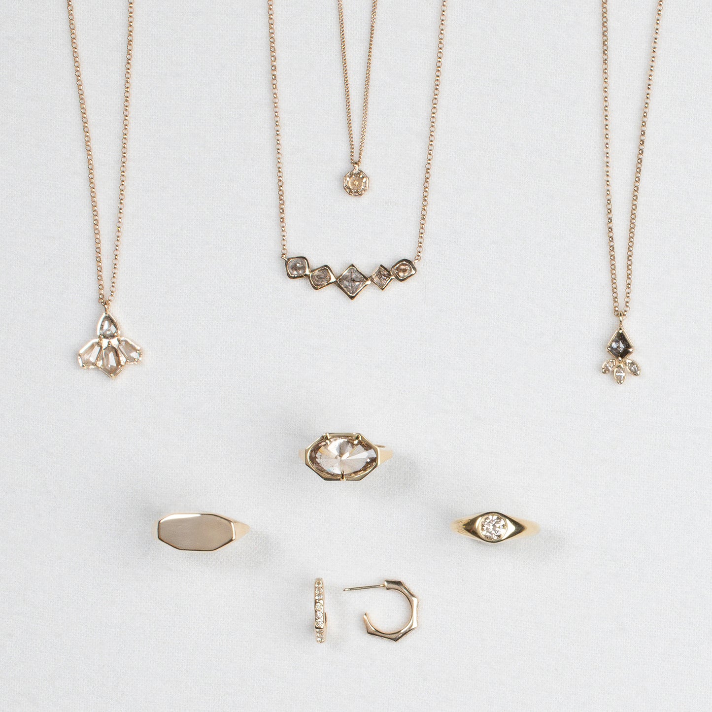 Small Champagne Quartz Octagon Necklace