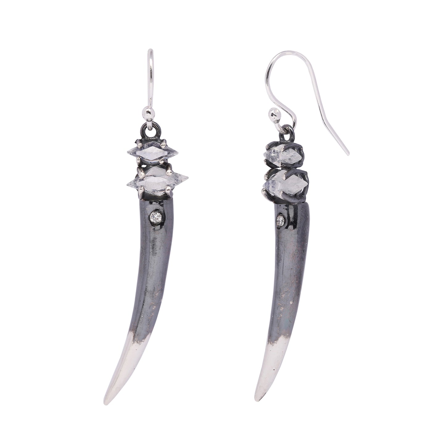 Moonstone & Diamond Torch Earrings