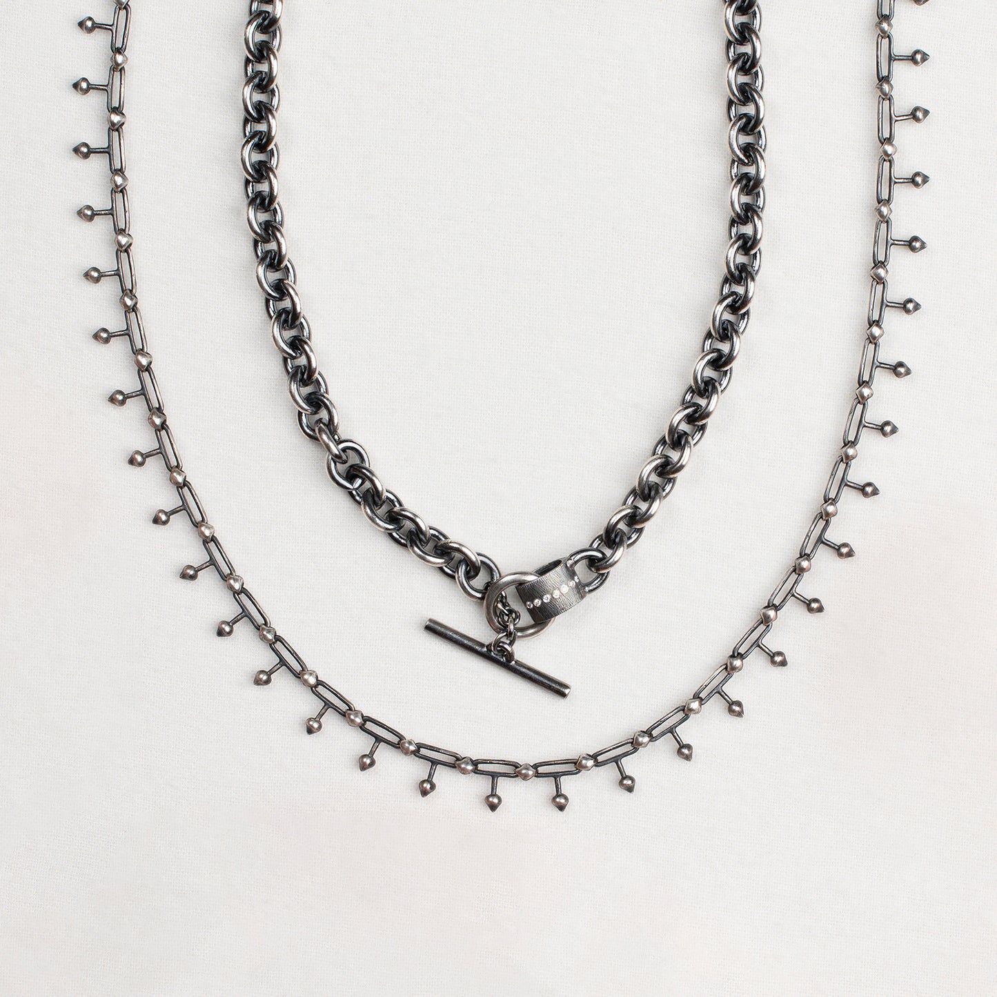 Silver Spikey Link Necklace