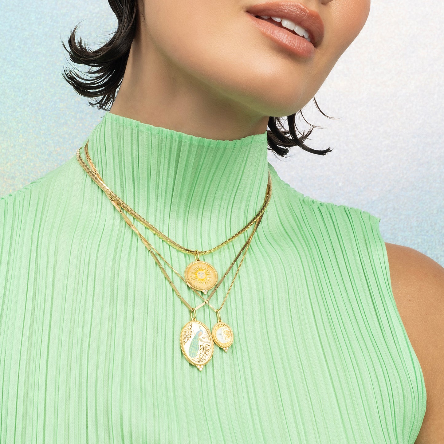 Enameled Moon & Diamond Charm