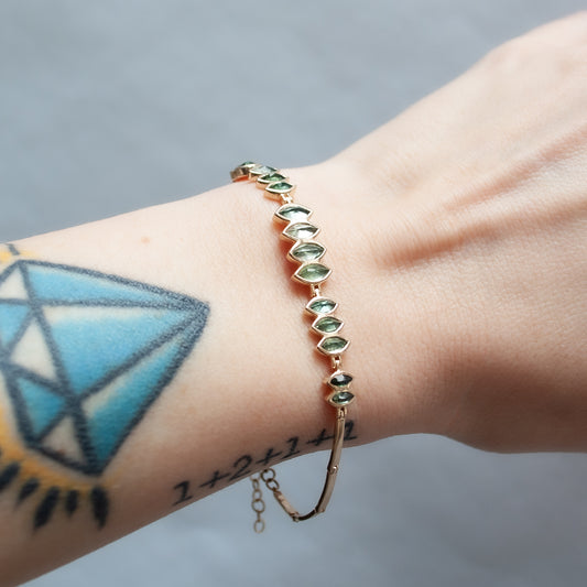 Multi Green Tourmaline Articulated Bracelet