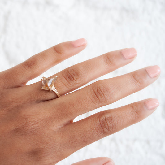 Large Yellow Quartz Kite Ring