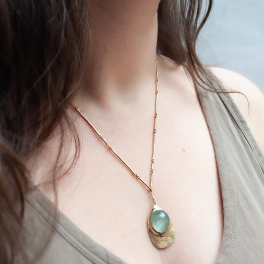 Aquamarine Cast Line Pendant Necklace