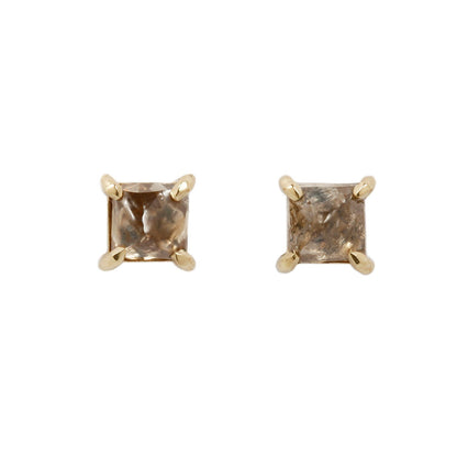 Lauren Wolf - Pair of square-cut diamond stud earrings on a white background