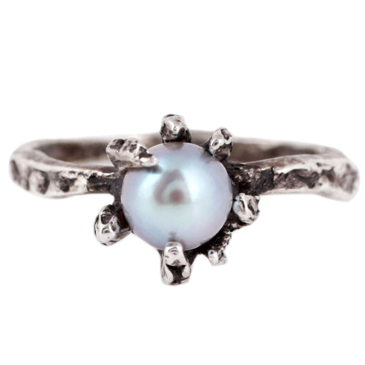 Silver Stingray Akoya Pearl Ring