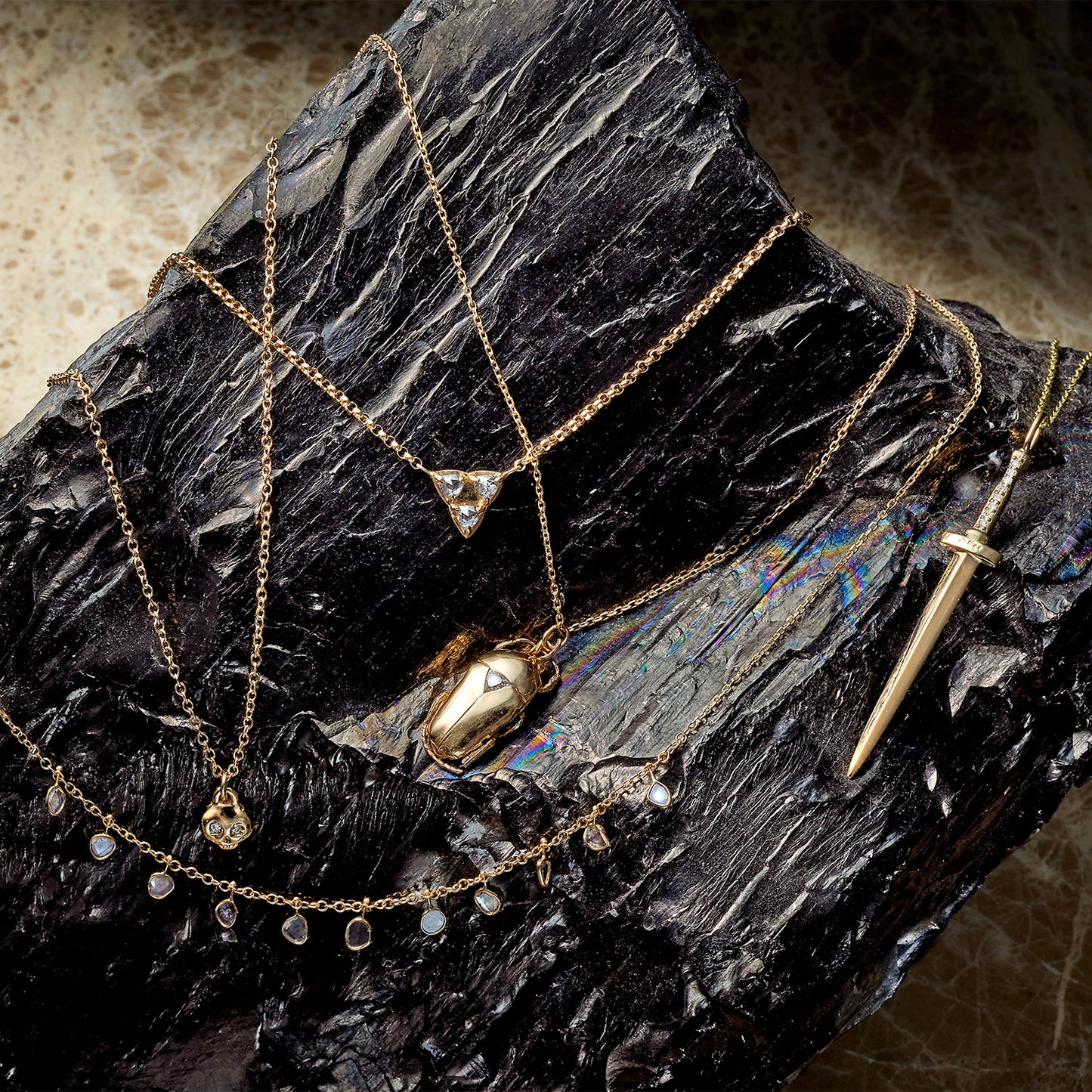 Multi Diamond Slice Necklace