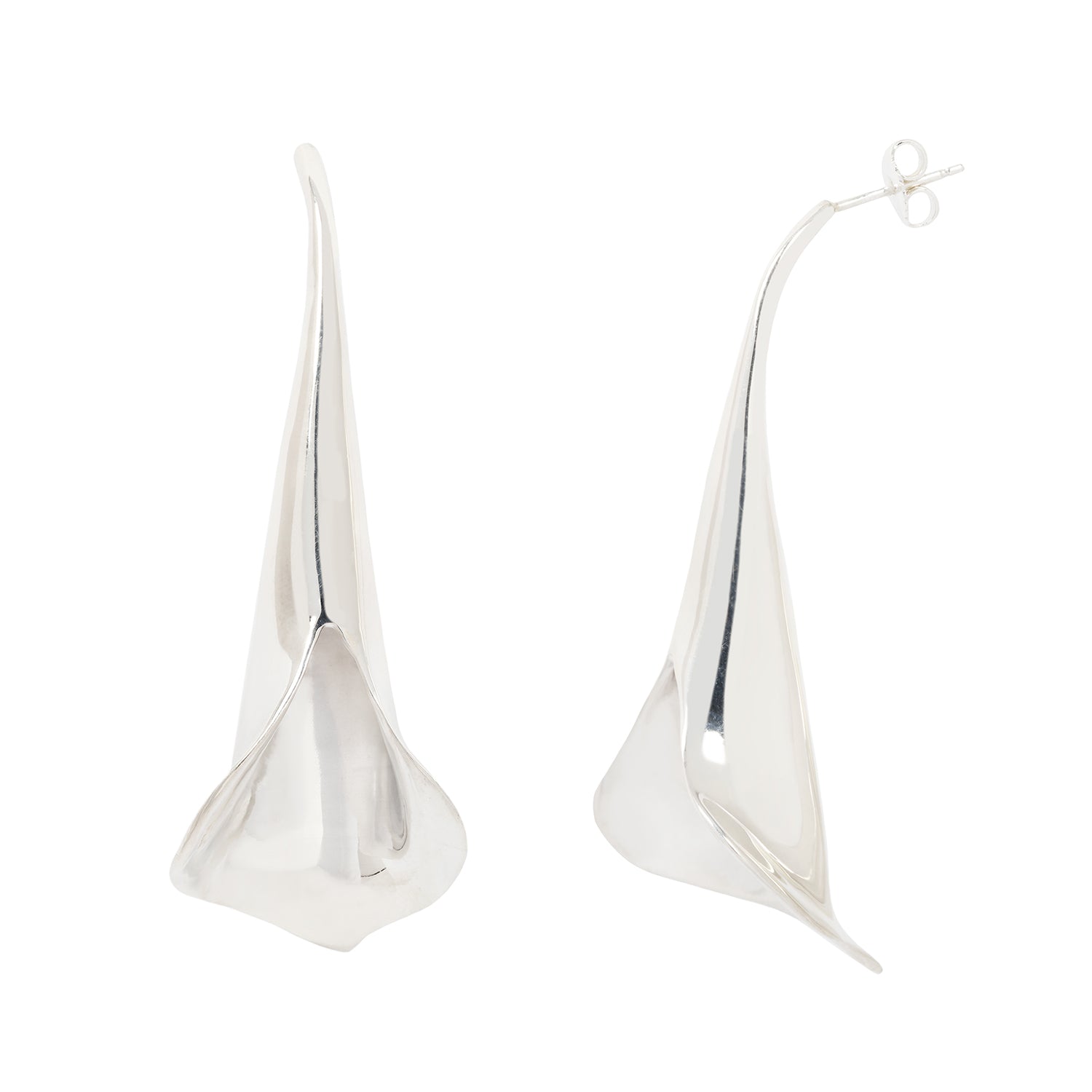 Silver Slim Calla Earrings