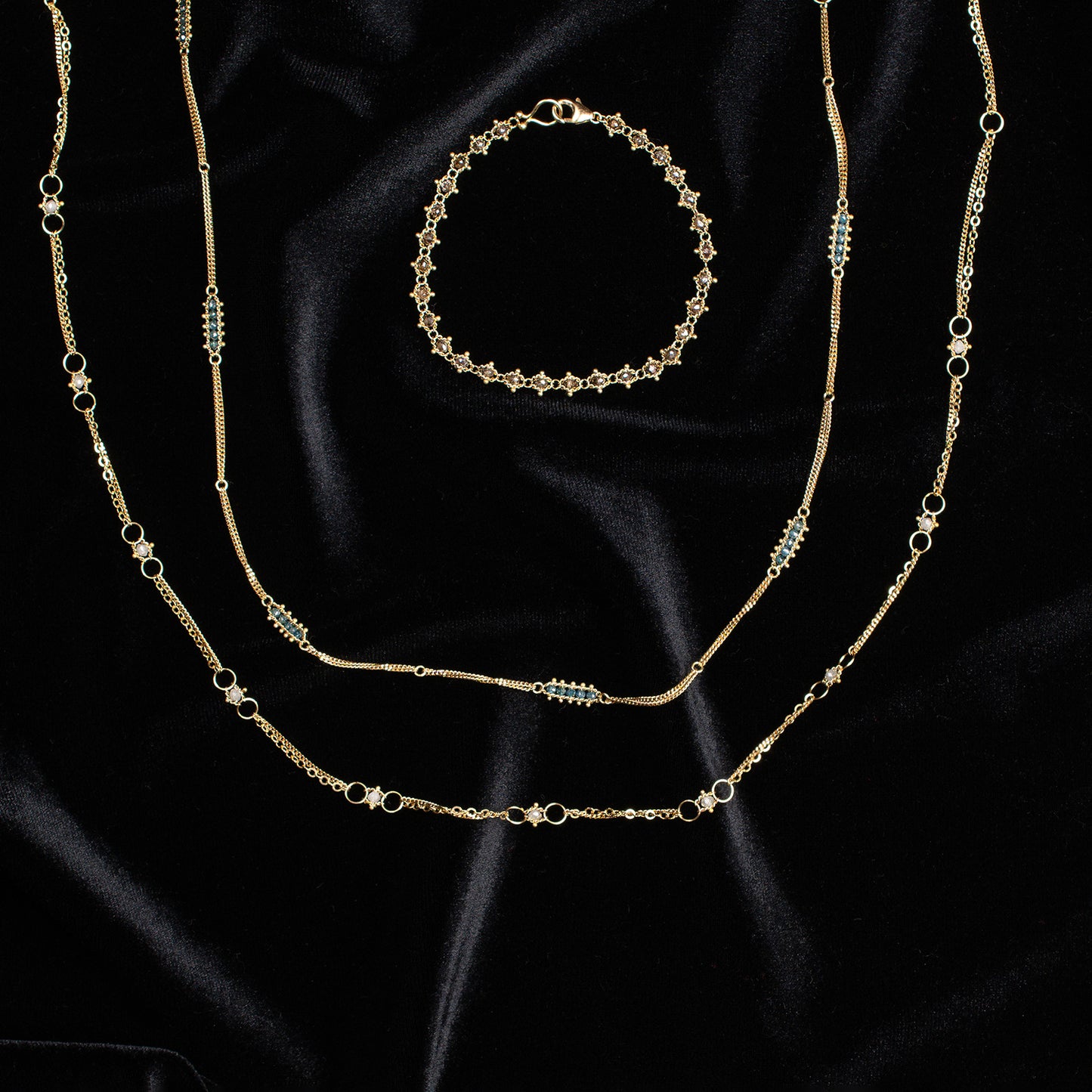 Champagne Diamond Textile Bracelet