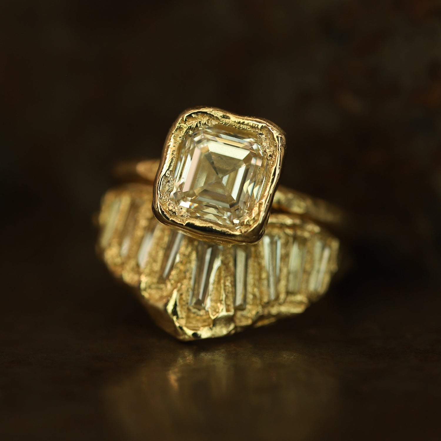 Armach 1.8ct Asscher Lemon Diamond Organic Ring