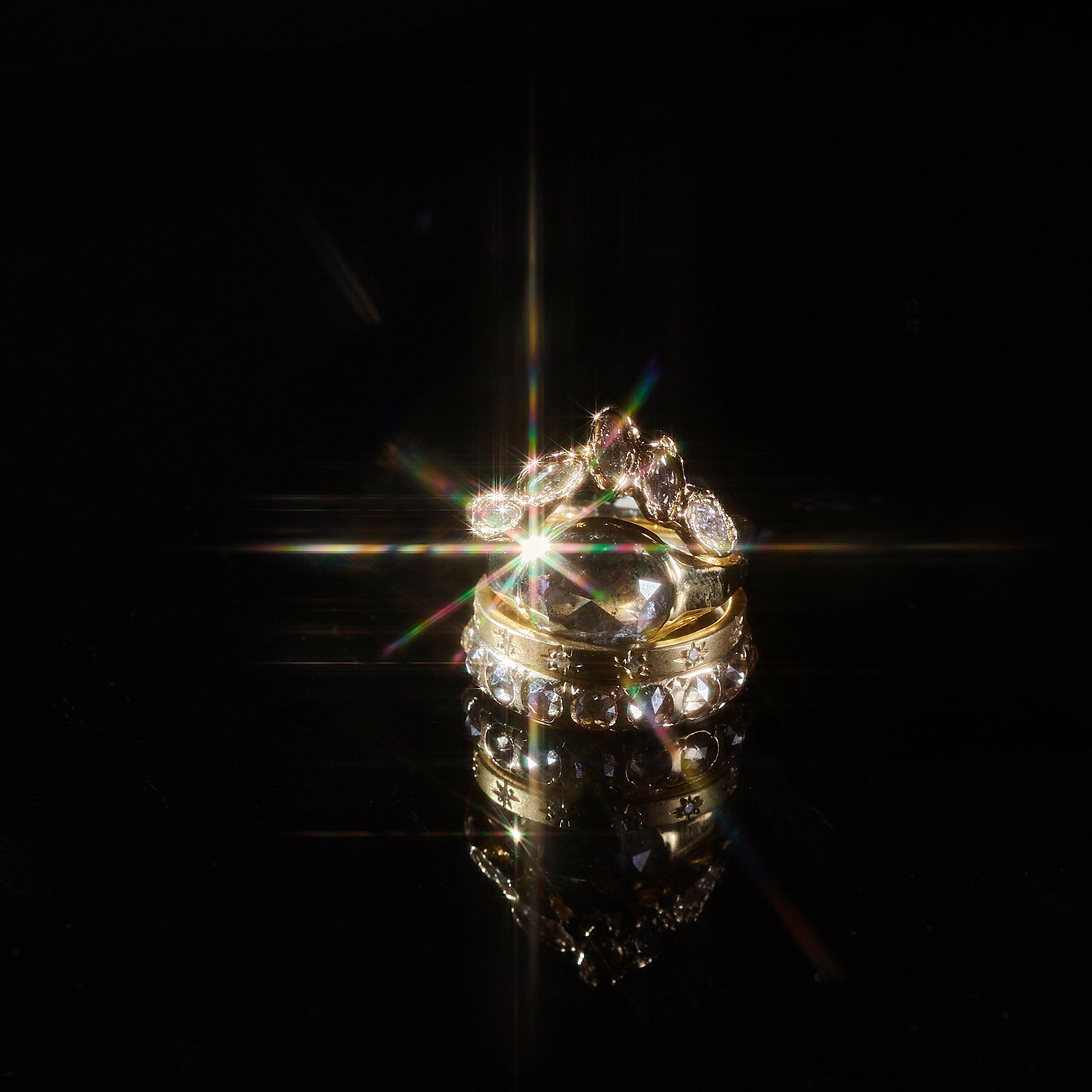 X Marquise Five Diamond V Shape Scatter Ring