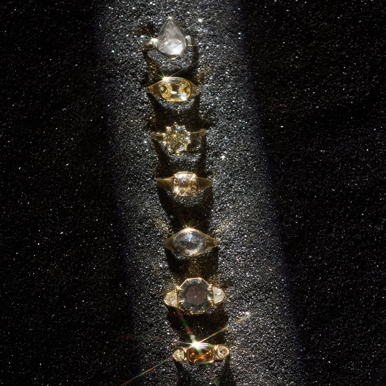 Speckled Diamond Oval Signet Ring