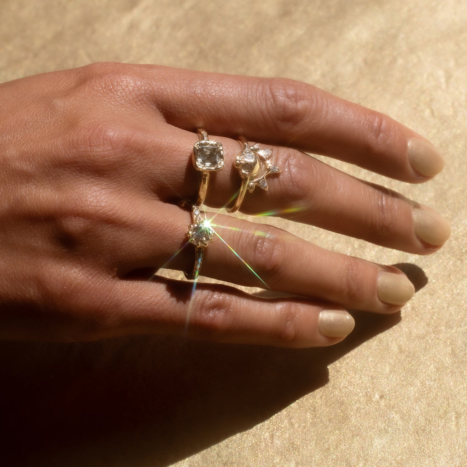 X Soft Green Diamond Ring