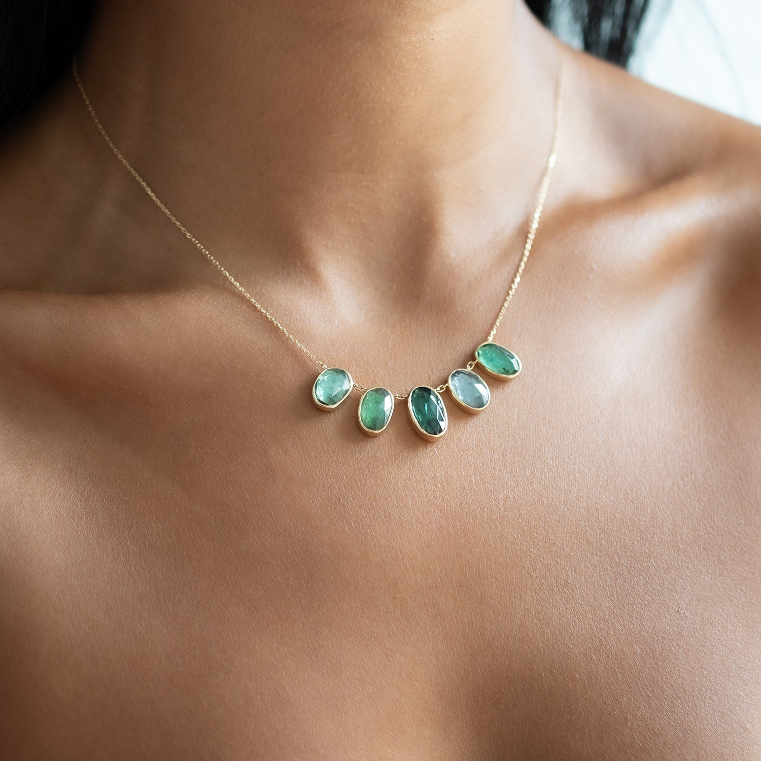 Large Multi Green Tourmaline Necklace