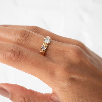 Gray & White Diamond Totem Ring