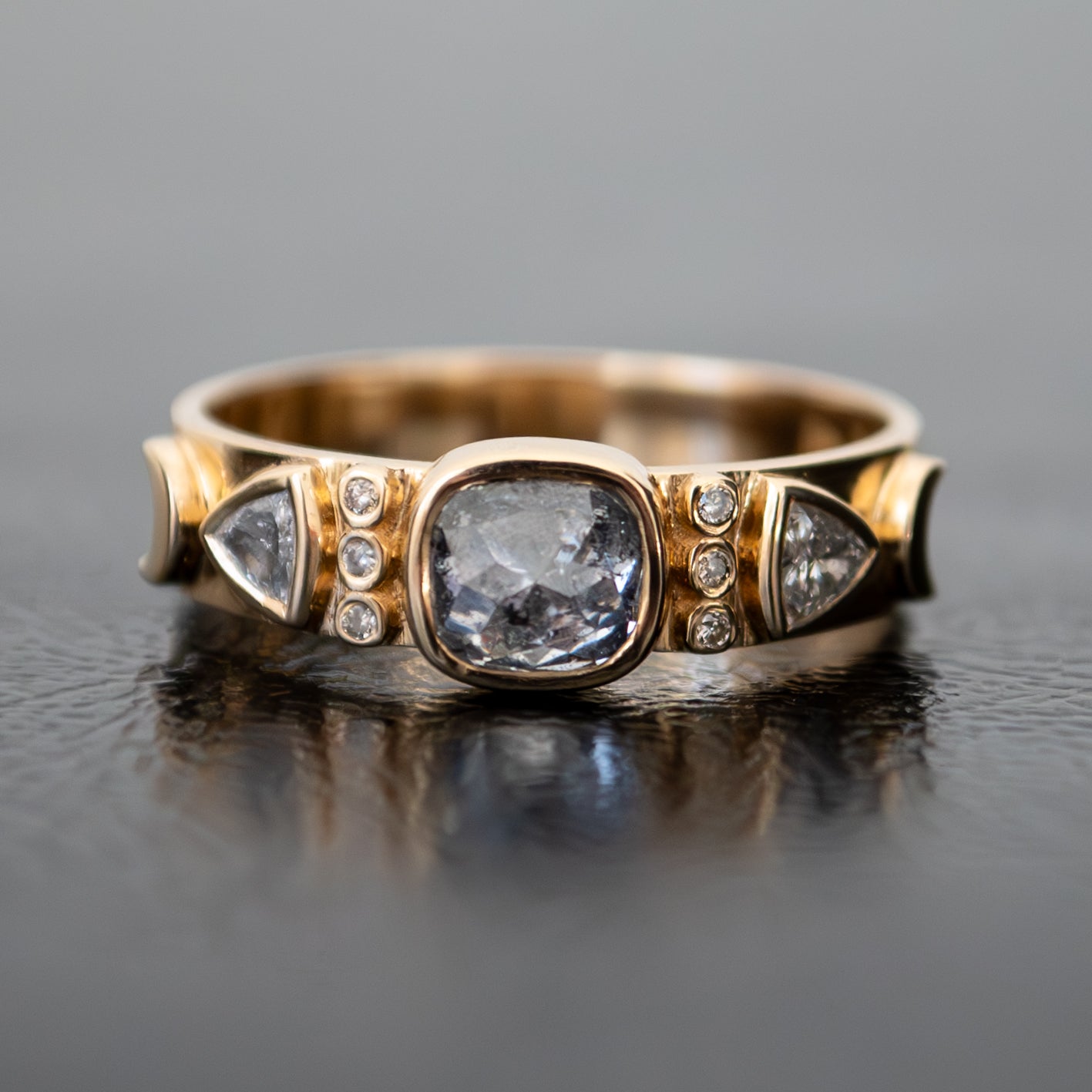 Gray & White Diamond Totem Ring