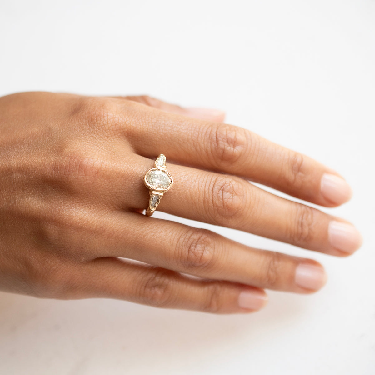 Armach Lemon Three Stone Diamond Organic Ring