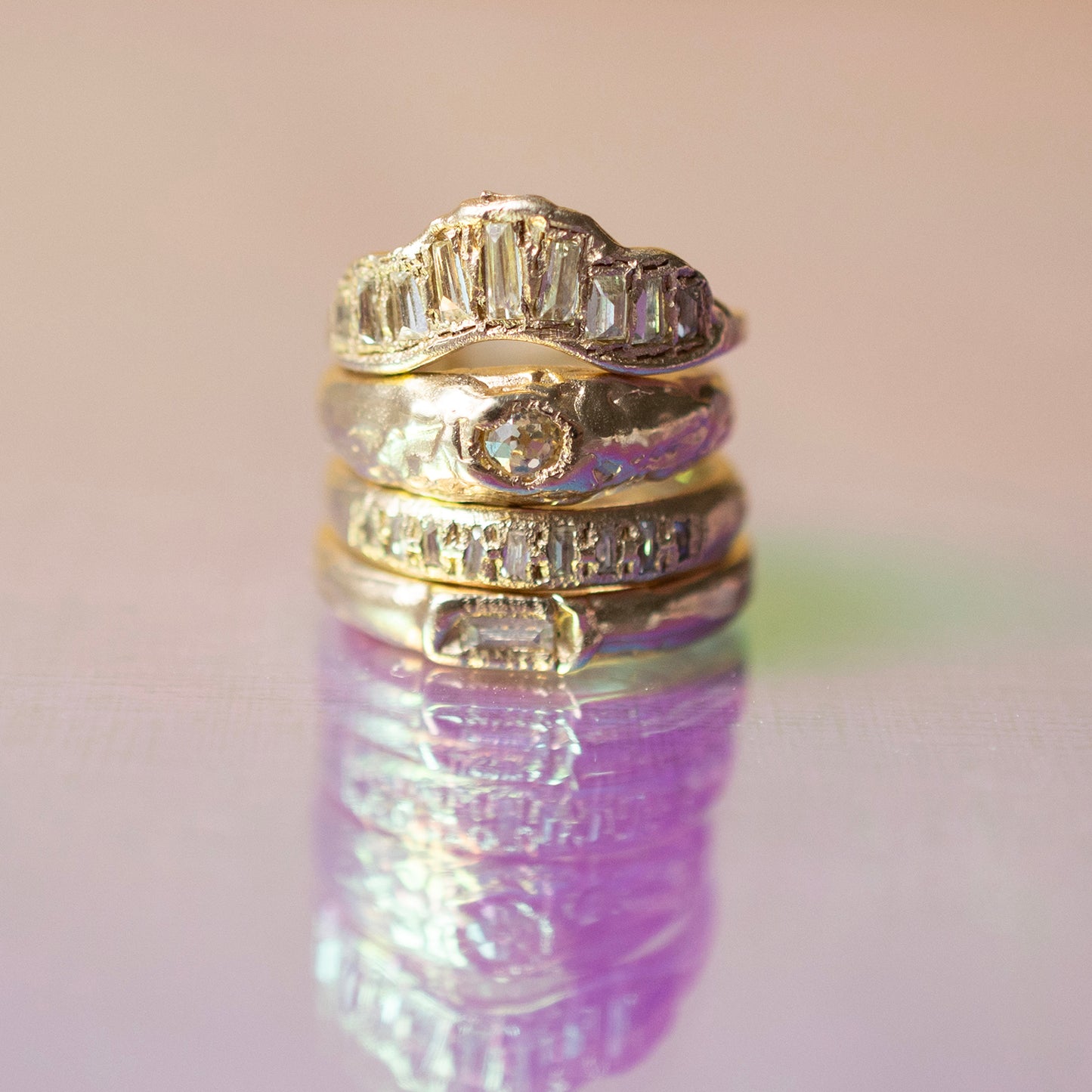 X Single Baguette Diamond Scatter Ring