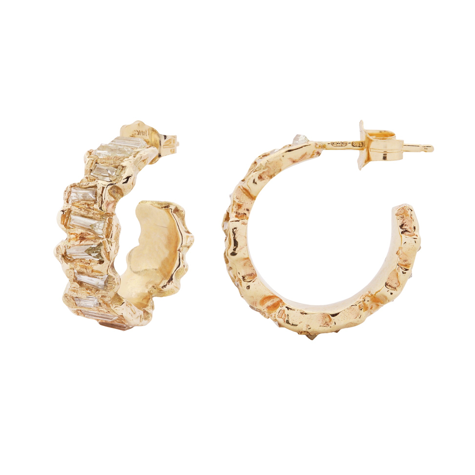 X Lemon Baguette Diamond Scatter Hoops