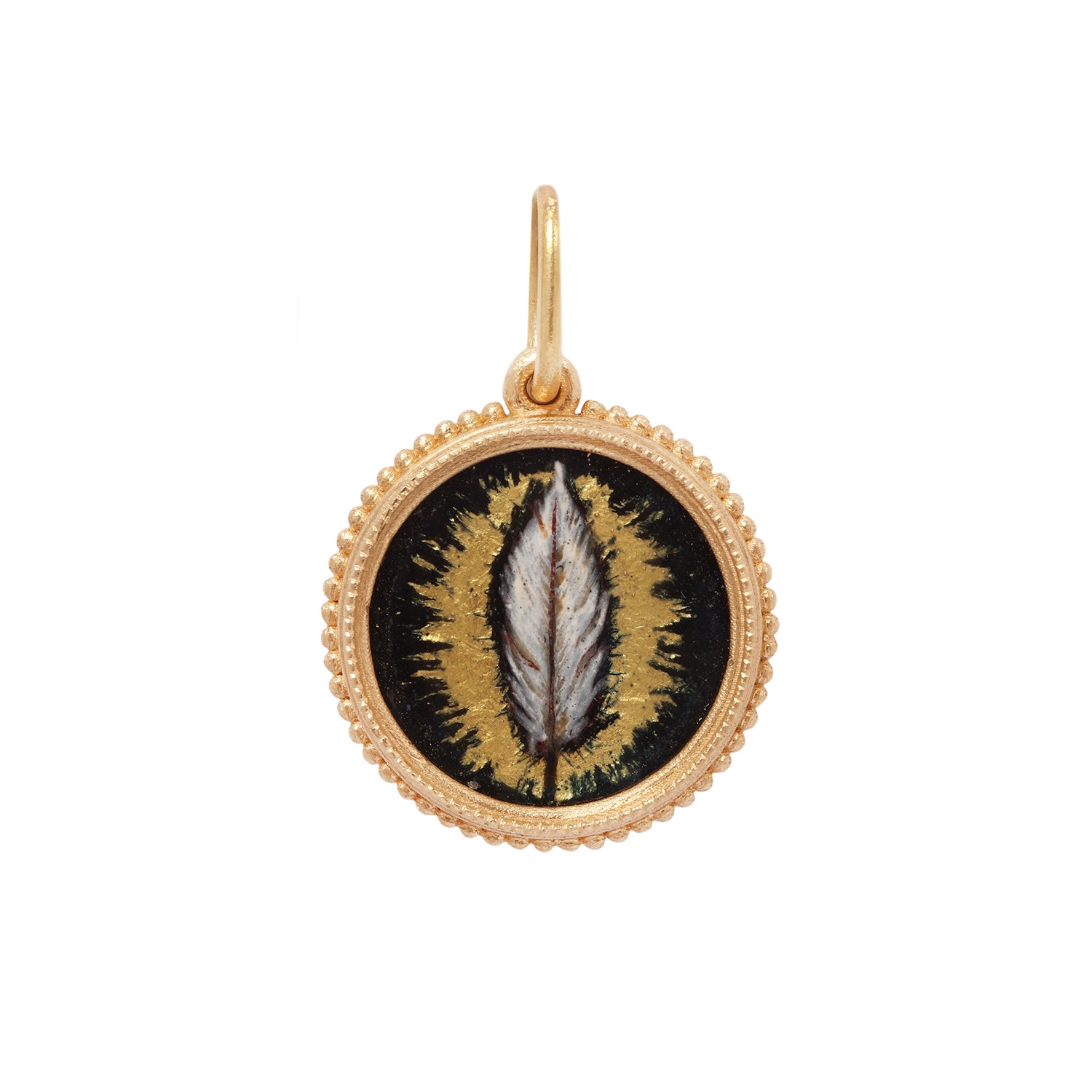 Gold Foil Enamel Feather Charm