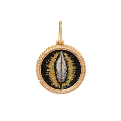 Gold Foil Enamel Feather Charm