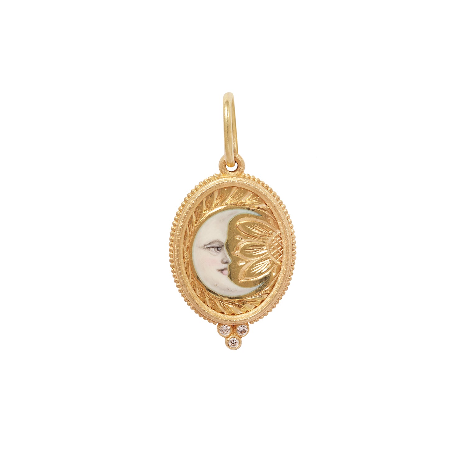 Enameled Moon & Diamond Charm