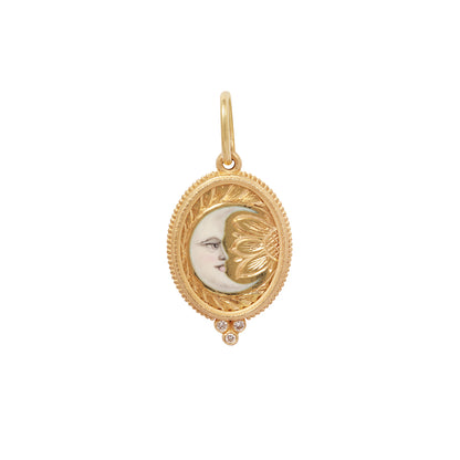 Enameled Moon & Diamond Charm