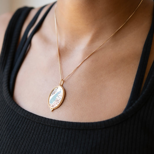 Enamel Peacock & Diamond Charm