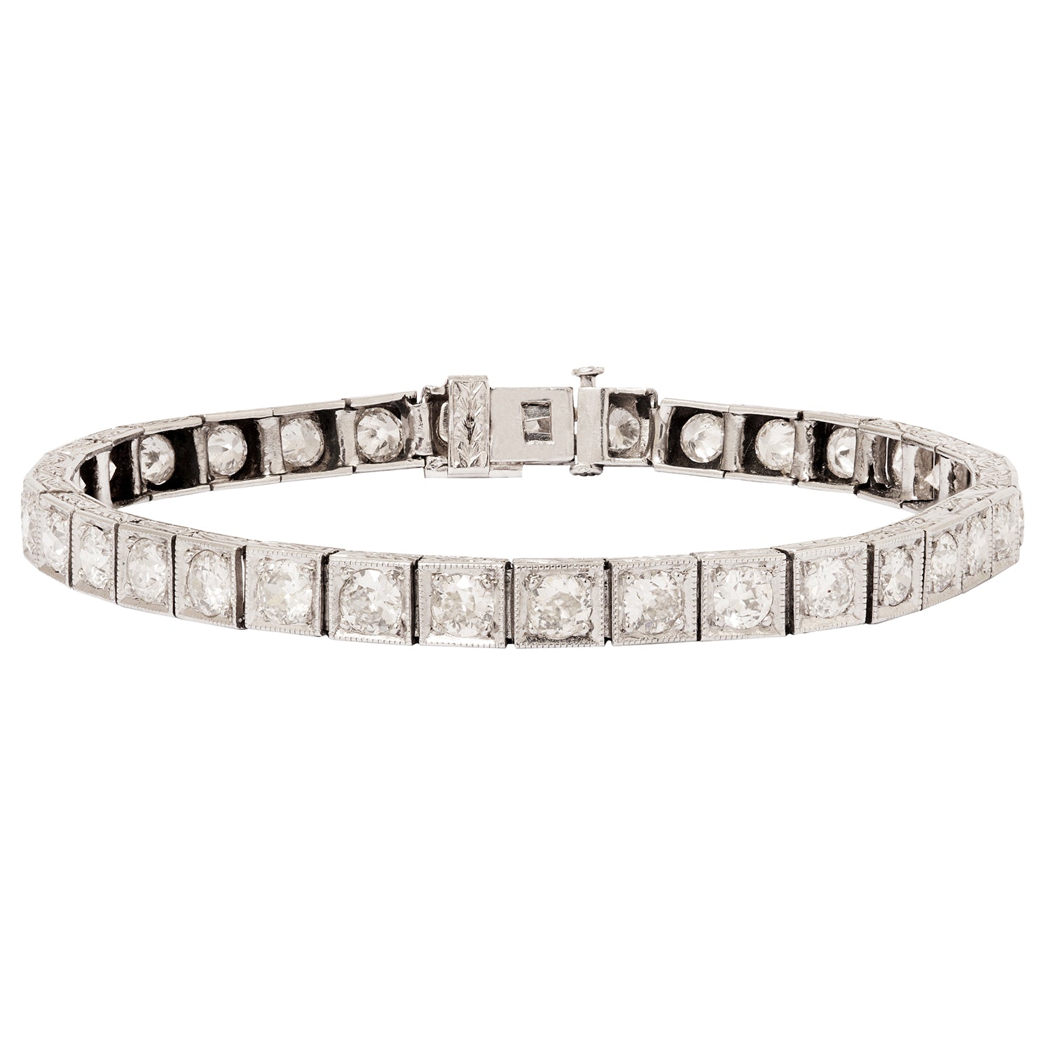 Antique Block Diamond Tennis Bracelet