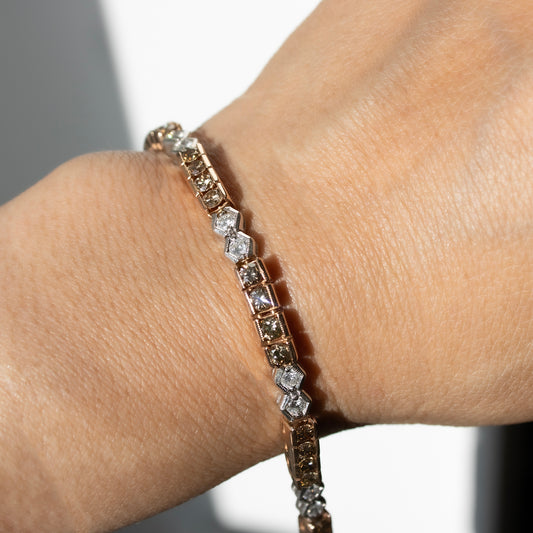 Vintage Two Toned Diamond Tennis Bracelet