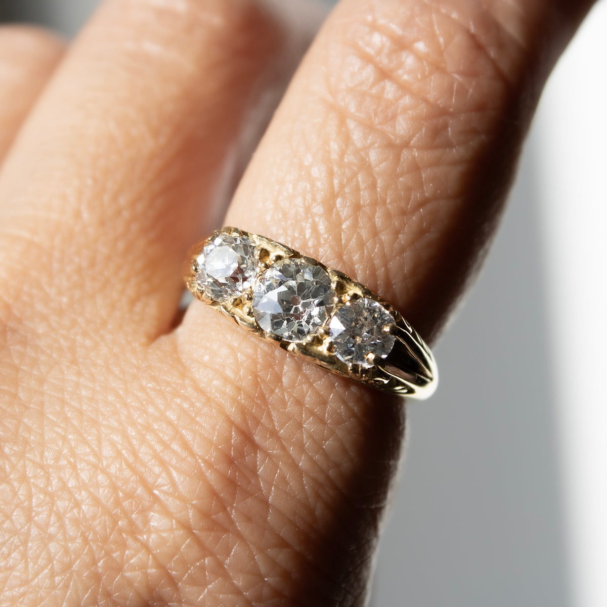 Royal Diamond Carved Half Hoop Ring