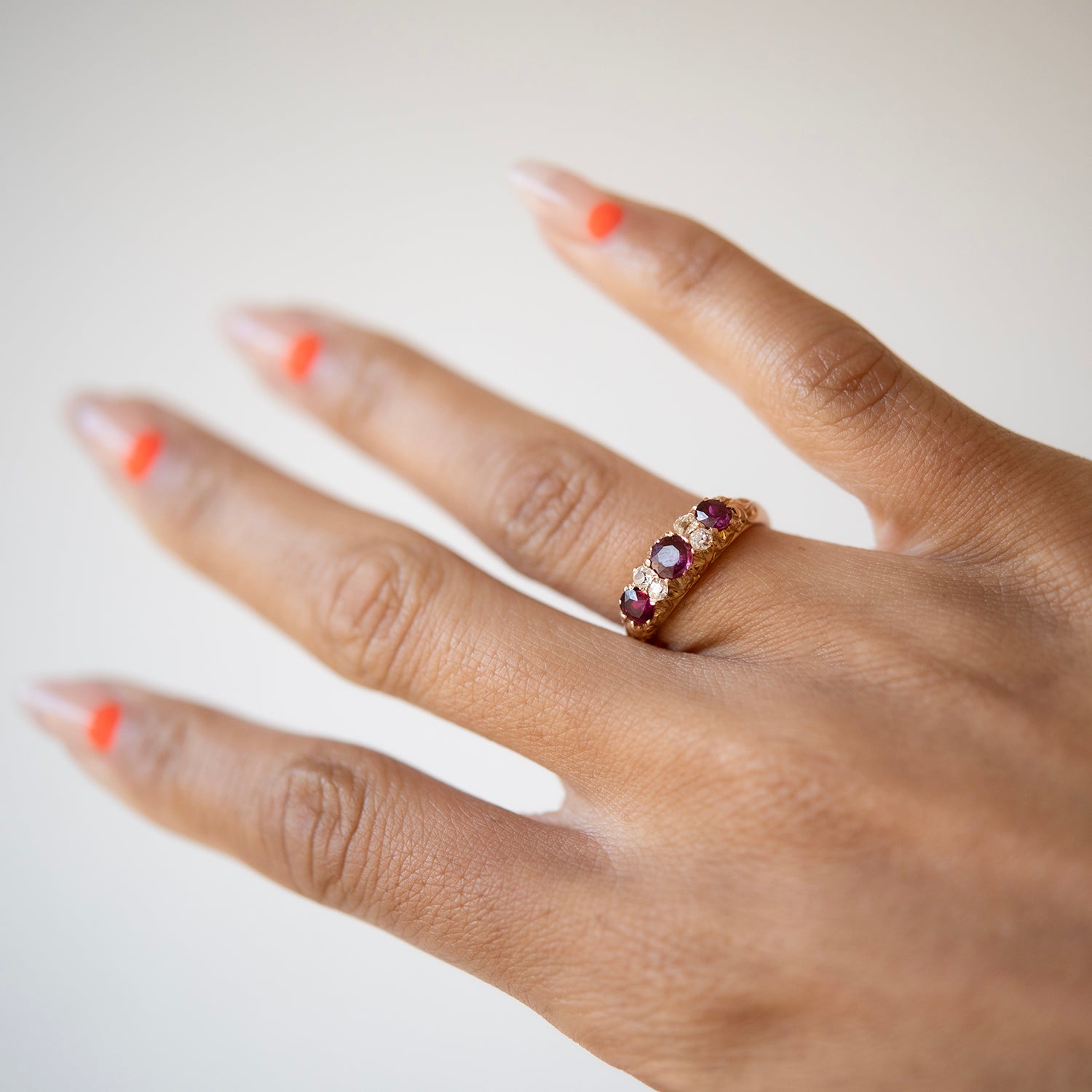 Victorian Ruby & Diamond Half Hoop Ring