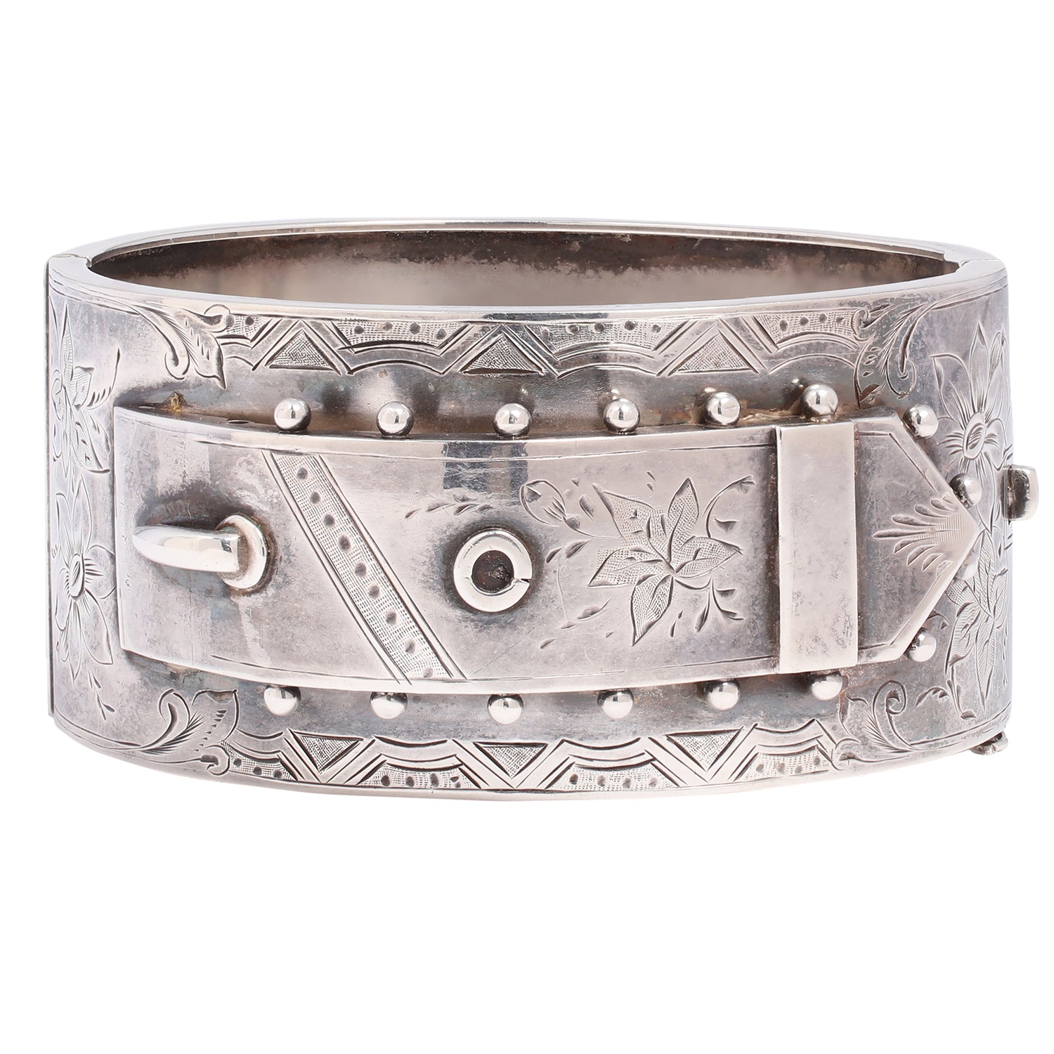 Silver Dot Buckle Bangle