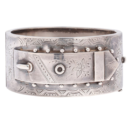 Silver Dot Buckle Bangle