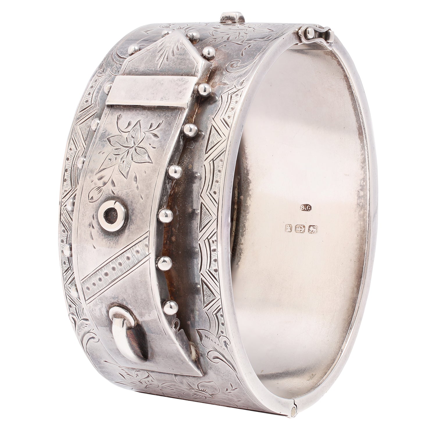 Silver Dot Buckle Bangle