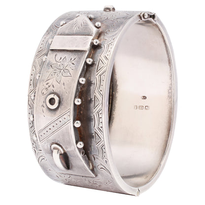Silver Dot Buckle Bangle