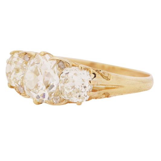 Victorian Crown Diamond Half Hoop Ring