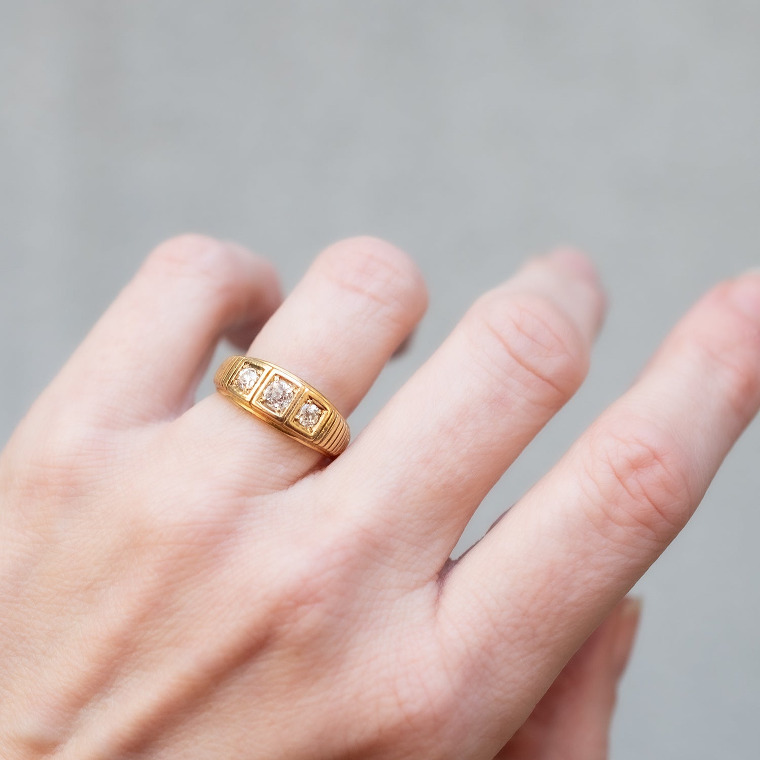 Linear Diamond Antique Ring
