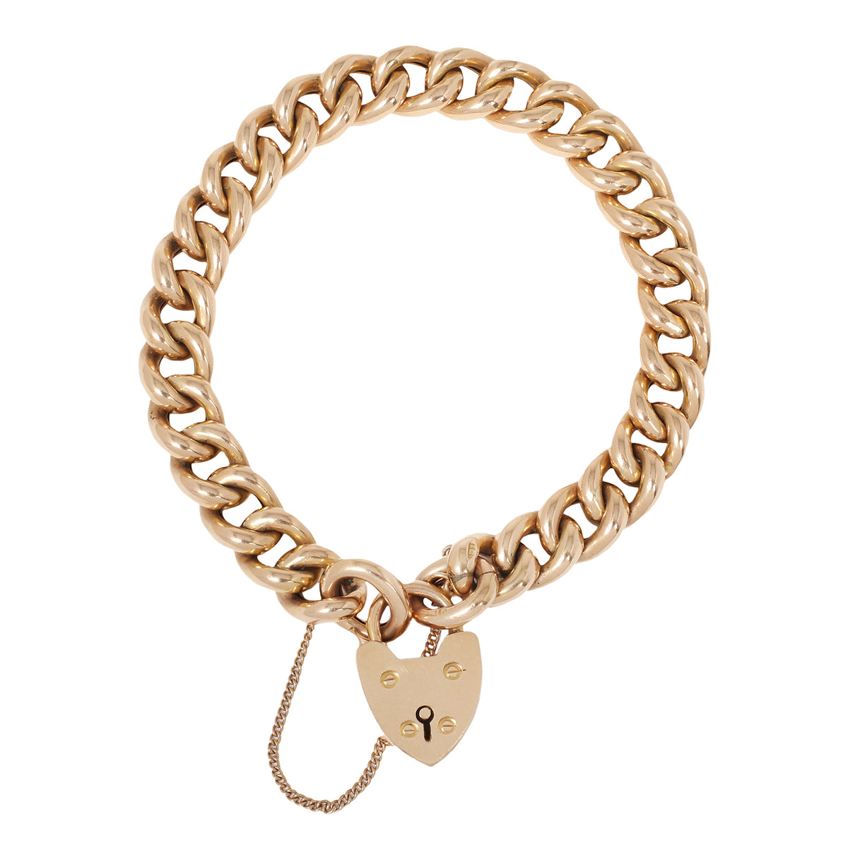 Antique Curb Heart Padlock Bracelet