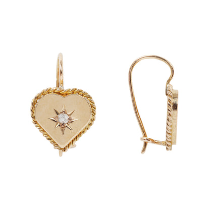 Victorian Diamond Heart Earrings