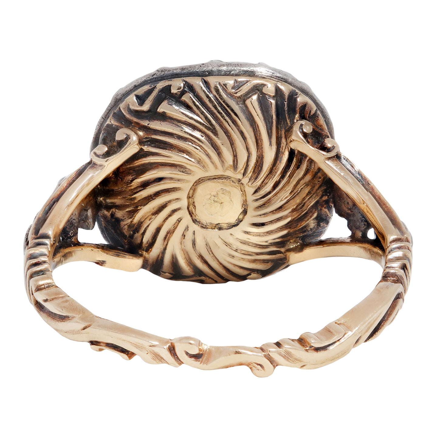 antique georgian ring with diamonds on a white background