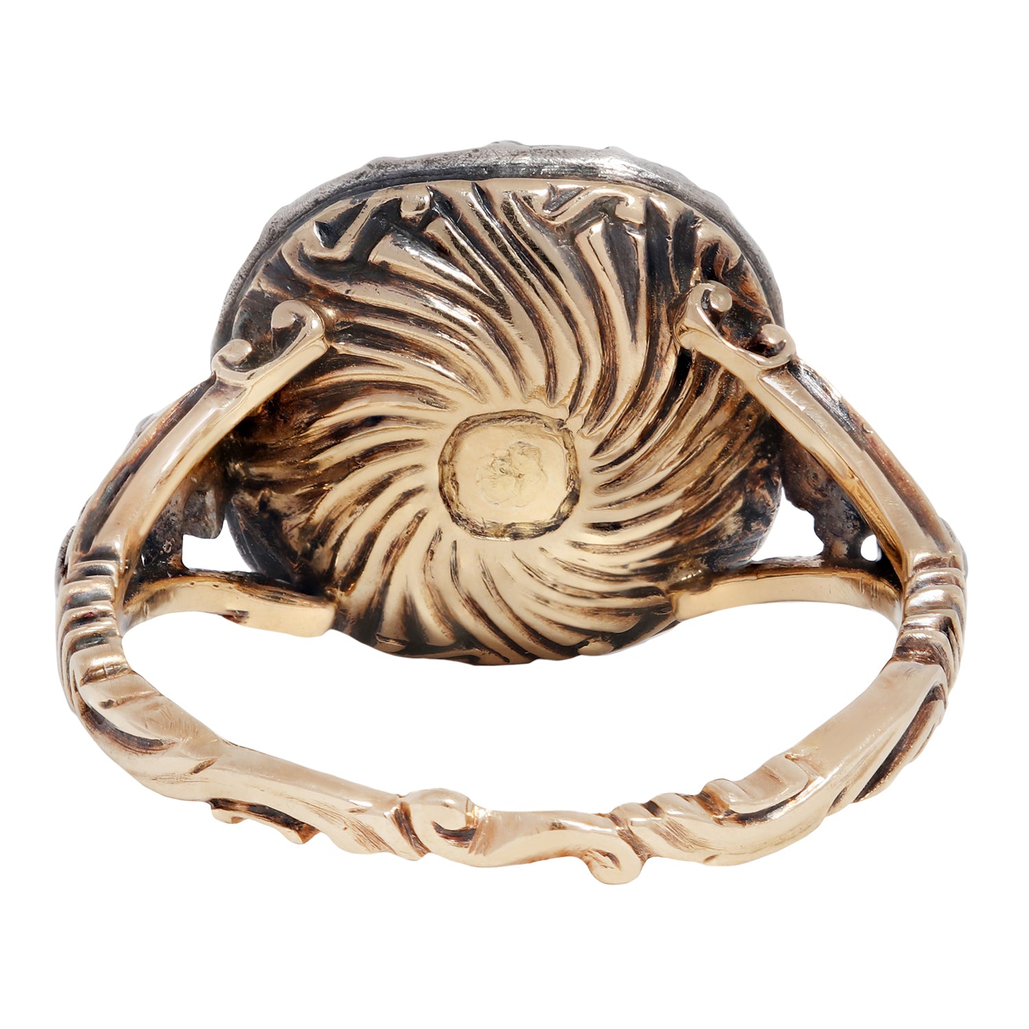 antique georgian ring with diamonds on a white background