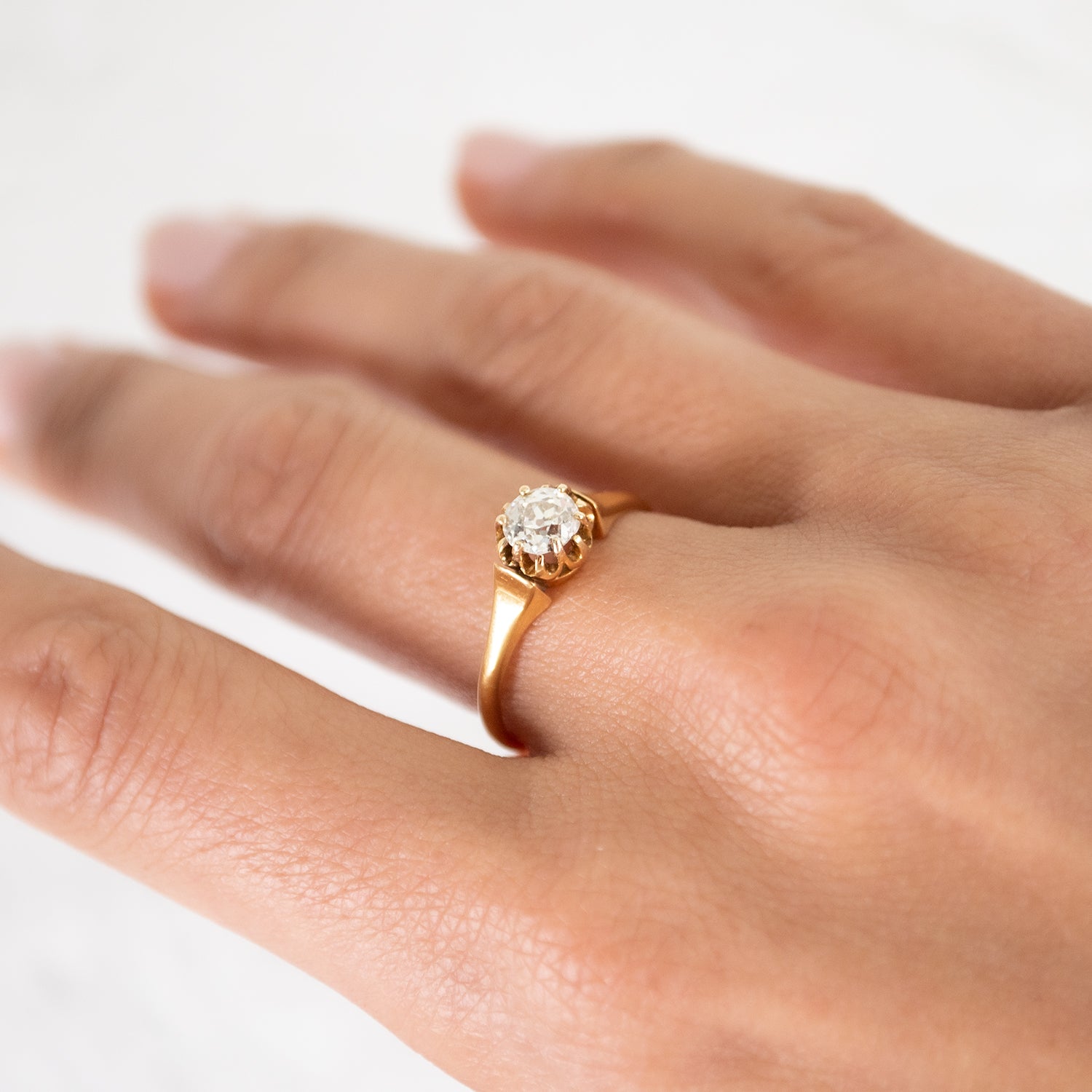 Victorian Tulip Solitaire Ring