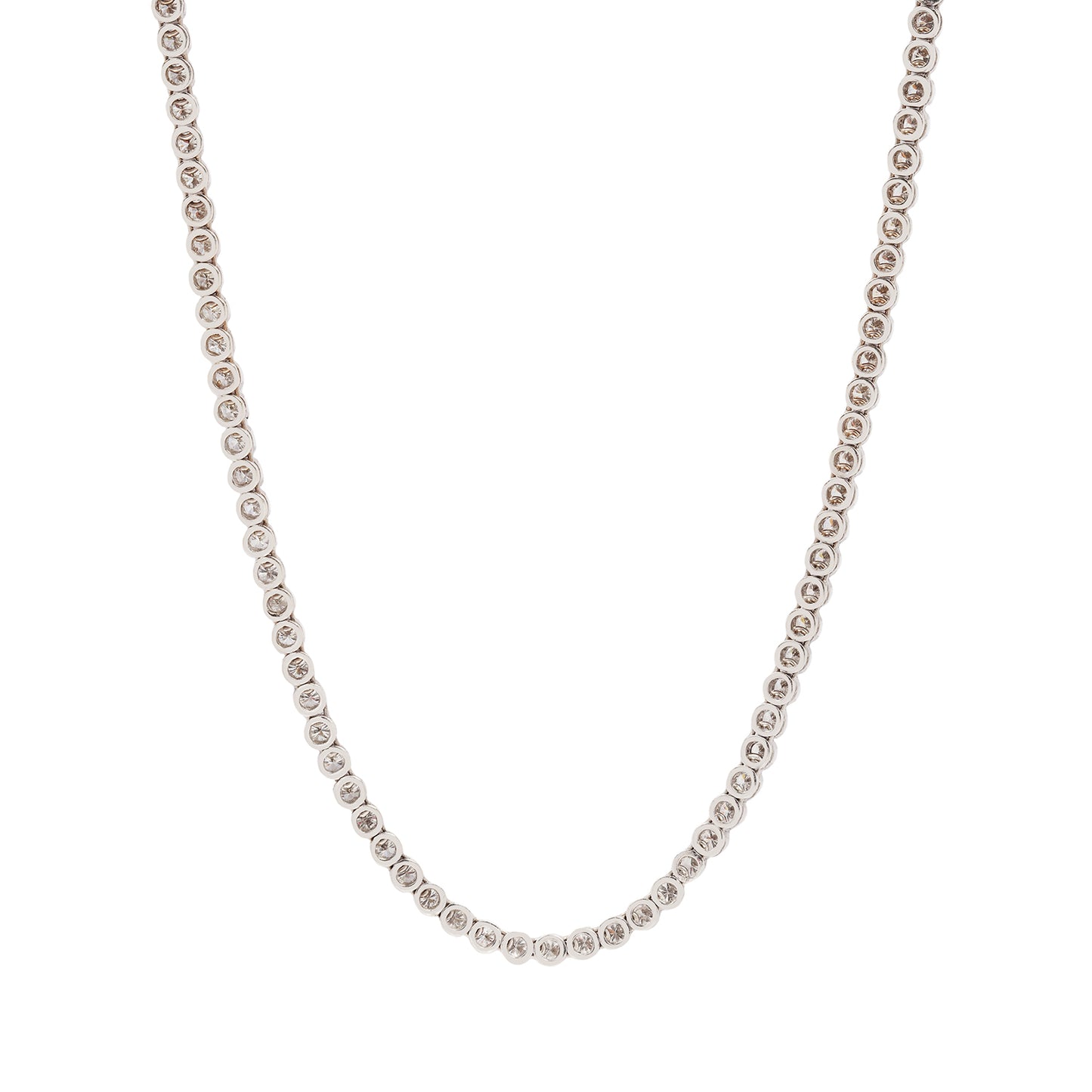 Vintage diamond tennis necklace on a white background