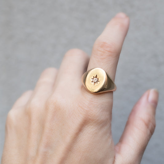 Star Diamond Signet Ring