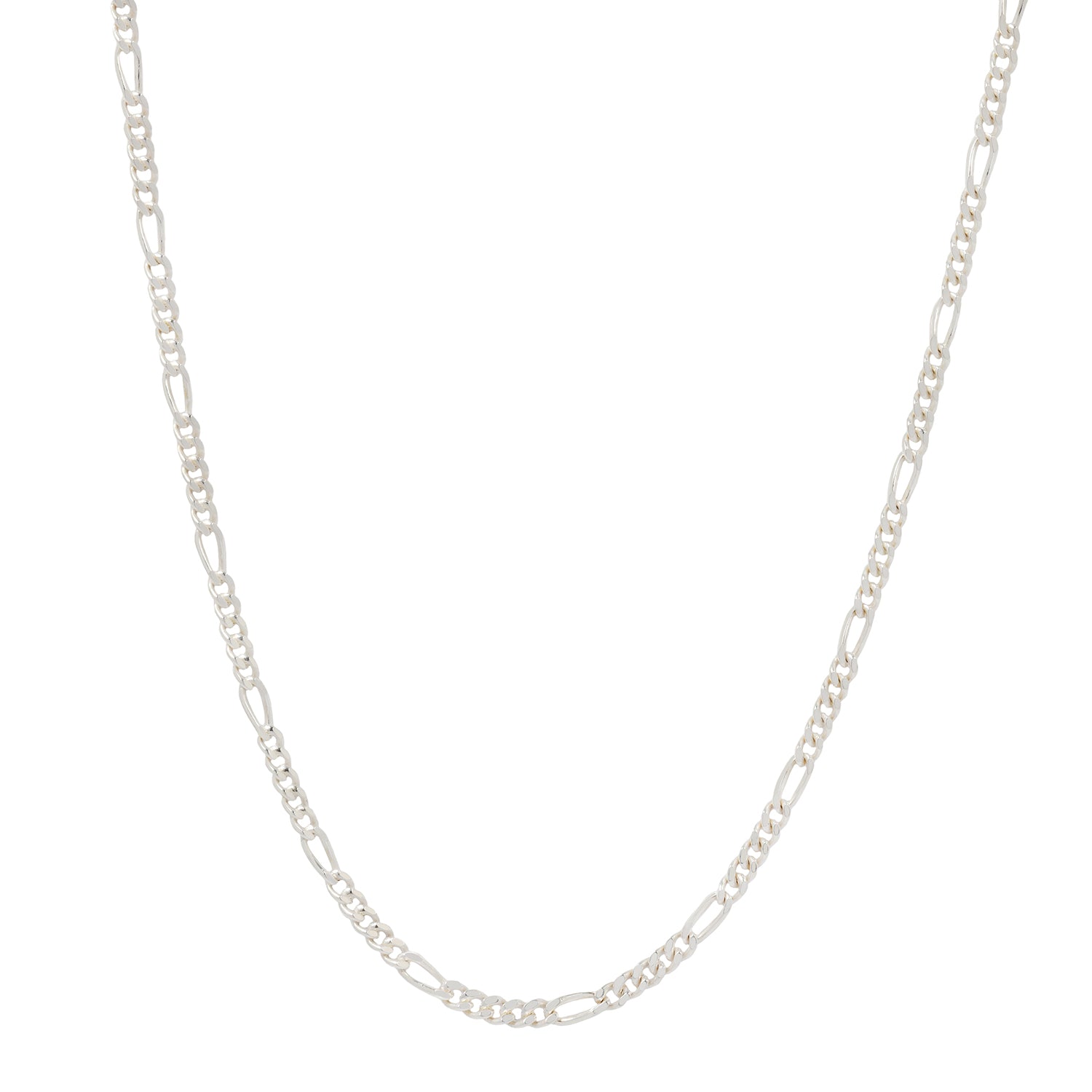 Thin Diamond-Cut Silver Figaro Necklace