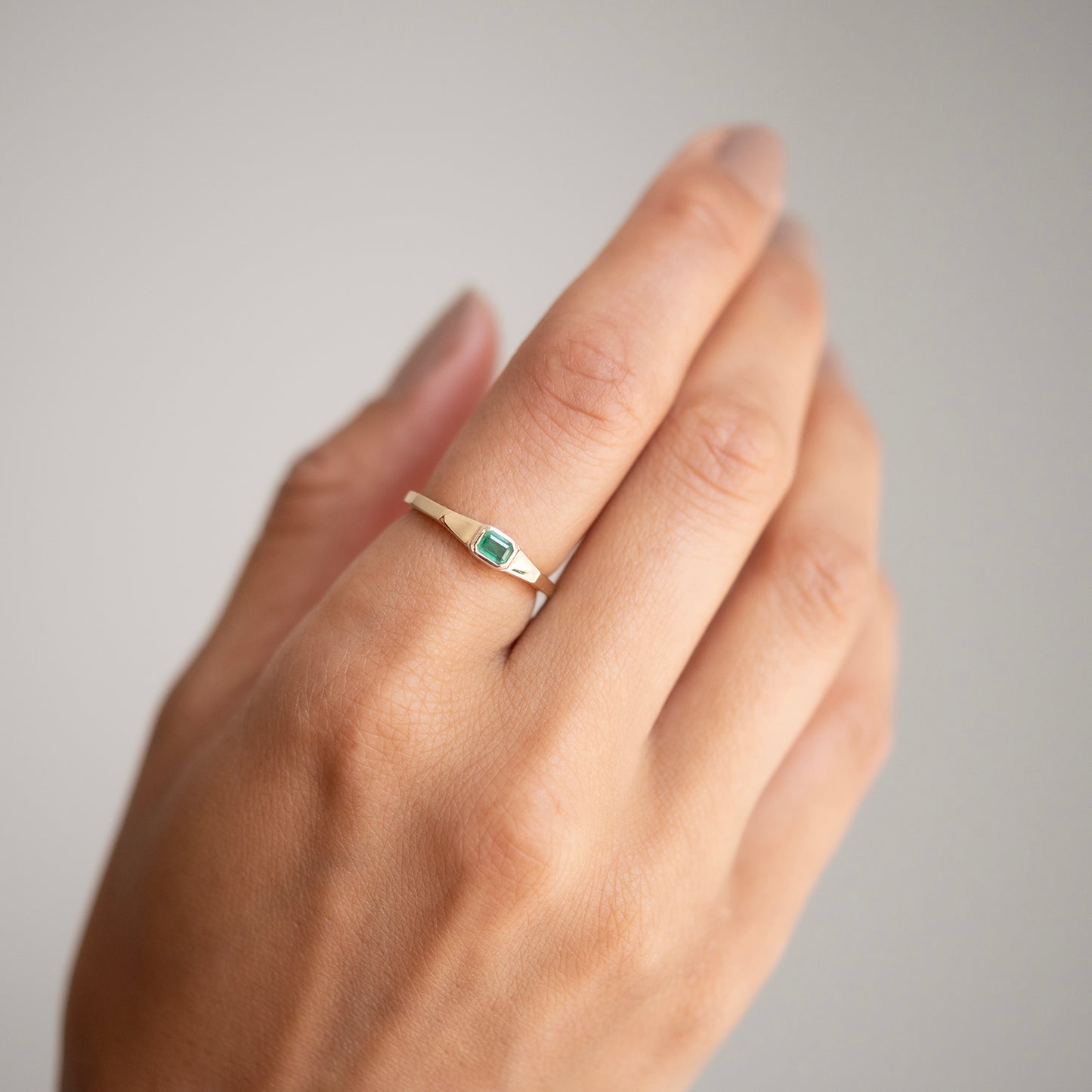 Emerald Linear Deco Ring